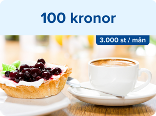 Vinst 100 kr. 3000 st/mån